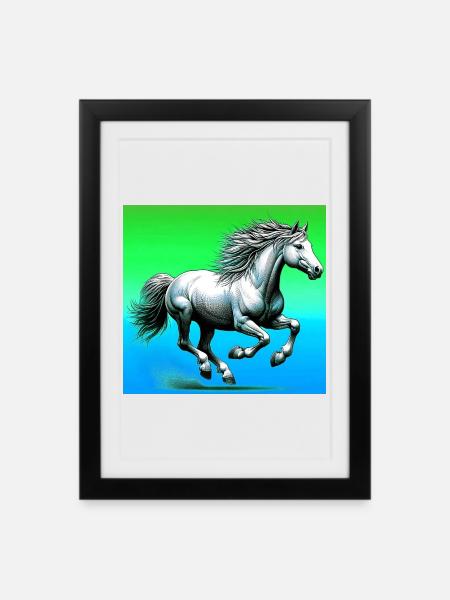 cheval - Affiche encadrée (27 × 37 cm) - noir