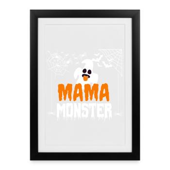 Mom Monster Halloween Print Ghost Ghost Outfit - Framed poster (27 × 37 cm) - black - Front
