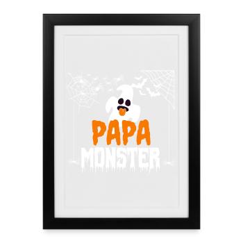 Papa Monster Halloween Kostüm mit Geist Spinne Top - Gerahmtes Poster (27 × 37 cm) - Schwarz - Vorne