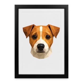 Mignon Jack Russell Terrier – Polygon Dog Design - Affiche encadrée (27 × 37 cm) - noir - Devant