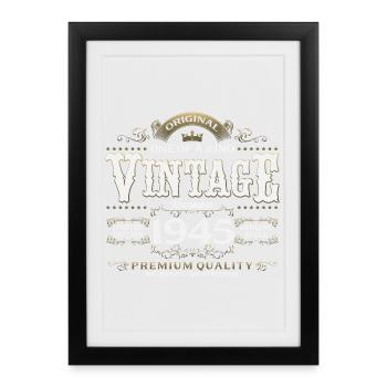 80ème Anniversaire Vintage Novembre Cru 1945 - Affiche encadrée (27 × 37 cm) - noir - Devant