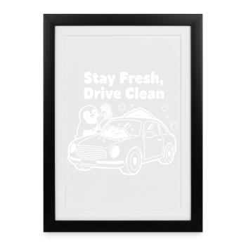 Motif de voiture de lavage fraîche - Affiche encadrée (27 × 37 cm) - noir - Devant
