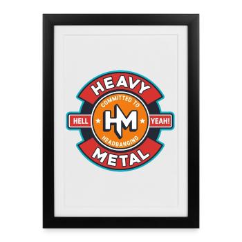 Heavy Metal Retro Emblem - Framed poster (27 × 37 cm) - black - Front