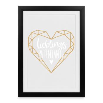 Marraine préférée avec un cœur - Affiche encadrée (27 × 37 cm) - noir - Devant