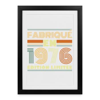 Vintage 1976 Cadeau D'anniversaire 50 ans - Affiche encadrée (27 × 37 cm) - noir - Devant