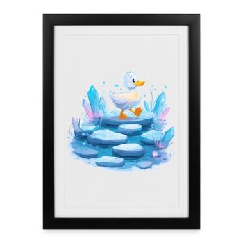 Piste de canard sur glace avec des cristaux - Affiche encadrée (27 × 37 cm) - noir - Devant