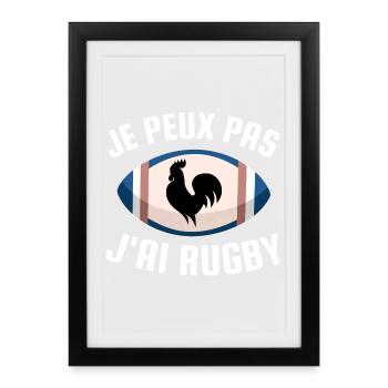 Je peux pas j ai rugby - Affiche encadrée (27 × 37 cm) - noir - Devant
