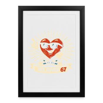 6 7 Six Seven Cadeau de cœur de la Saint-Valentin Drôle - Affiche encadrée (27 × 37 cm) - noir - Devant
