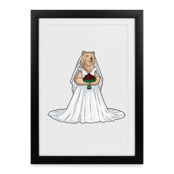 Mariage des Roses Nuptiales Ourses - Affiche encadrée (27 × 37 cm) - noir - Devant