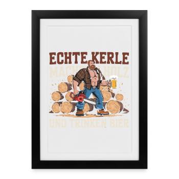 Real Guys Wood and Beer Power - Framed poster (27 × 37 cm) - black - Front