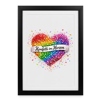 Confetti in the Heart - Carnival Fastelovend - Framed poster (27 × 37 cm) - black - Front