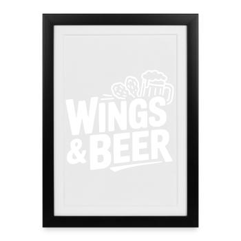 Ailes et bière - Affiche encadrée (27 × 37 cm) - noir - Devant