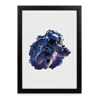 Exploration flottante d’astronautes spatials en astronomie - Affiche encadrée (27 × 37 cm) - noir - Devant
