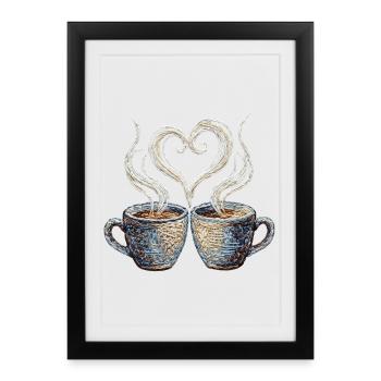 Look de la Saint-Valentin pour rendez-vous café (imprimé) - Affiche encadrée (27 × 37 cm) - noir - Devant