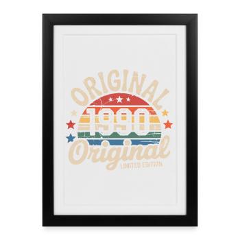 1990 Vintage Édition limitée Cadeau 1990 - Affiche encadrée (27 × 37 cm) - noir - Devant