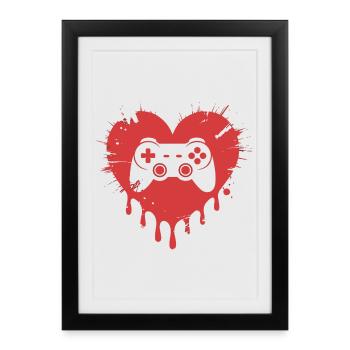 Video Games Funny Valentines Day Gamer - Affiche encadrée (27 × 37 cm) - noir - Devant