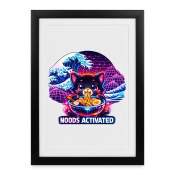 Ramen Noodles Cat Lover Retro Kawaii Cats - Framed poster (27 × 37 cm) - black - Front