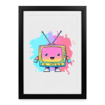Pastel TV Kawaii Neon - Affiche encadrée (27 × 37 cm) - noir - Devant