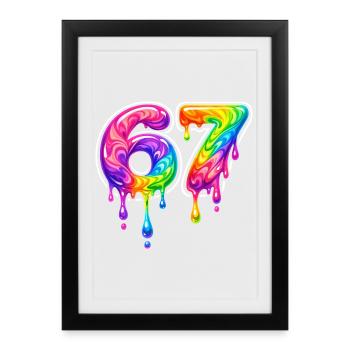 67 Six Seven Meme Gen Alpha Slang - Framed poster (27 × 37 cm) - black - Front