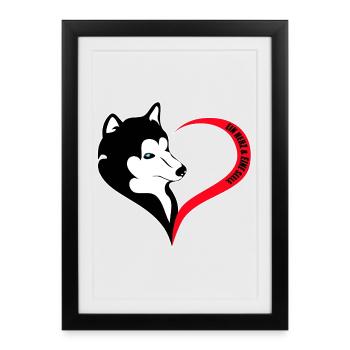 Black and white husky heart logo - Framed poster (27 × 37 cm) - black - Front