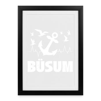 Vacances en mer du Nord à BÜSUM Wadden Sea Fun - Affiche encadrée (27 × 37 cm) - noir - Devant