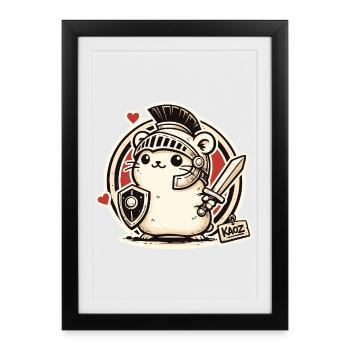 Gladiator Warrior Hamster with Shield and Sword - Framed poster (27 × 37 cm) - black - Front
