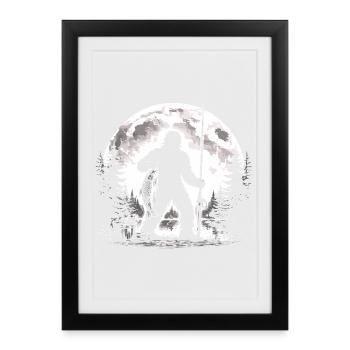 Pêche au Bigfoot - Affiche encadrée (27 × 37 cm) - noir - Devant