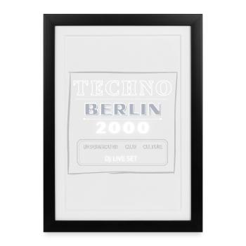 Techno Underground Club Logo - Gerahmtes Poster (27 × 37 cm) - Schwarz - Vorne