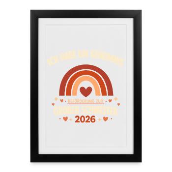 Beförderung zur großen Schwester 2026 Geschenk  - Gerahmtes Poster (27 × 37 cm) - Schwarz - Vorne