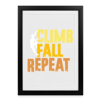 Escalade en salle Escalade en salle Escalade Chute répétée - Affiche encadrée (27 × 37 cm) - noir - Devant