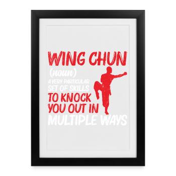 Instructeur de Wing Chun Entraînement de Kung Fu Martial - Affiche encadrée (27 × 37 cm) - noir - Devant
