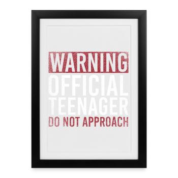 Avertissement : adolescent officiel : ne pas approcher - Affiche encadrée (27 × 37 cm) - noir - Devant