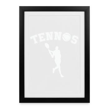 Tennis Silhouette with Ball - Retro Font - Framed poster (27 × 37 cm) - black - Front