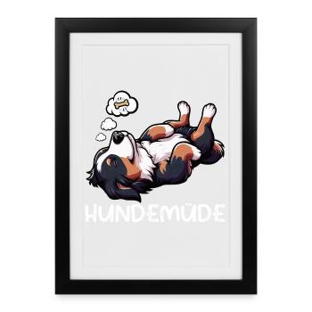 Chien de montagne bernois fatigué Chien de montagne bernois - Affiche encadrée (27 × 37 cm) - noir - Devant