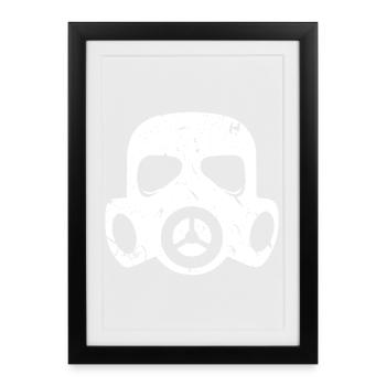 Masque à gaz grunge Particules nucléaires radioactives - Affiche encadrée (27 × 37 cm) - noir - Devant