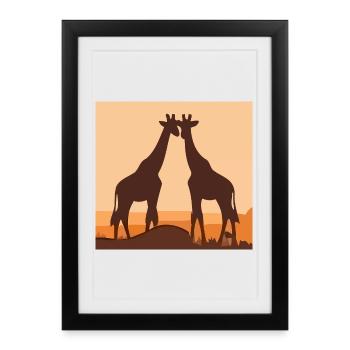 Giraffe Love Safari Silhouette Nature Shirt - Framed poster (27 × 37 cm) - black - Front