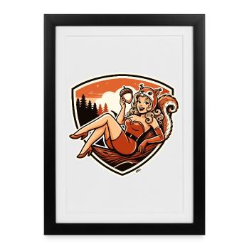 Retro Pinup Foxwood Charm - Framed poster (27 × 37 cm) - black - Front
