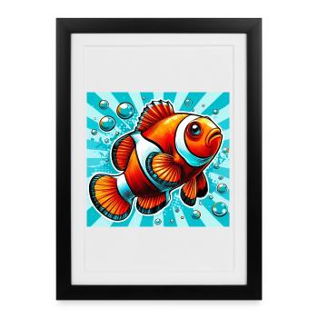 Poisson-clown - Affiche encadrée (27 × 37 cm) - noir - Devant