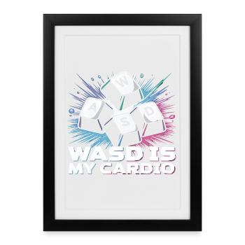 Clavier de jeu drôle WASD Mon Cardio Gamer - Affiche encadrée (27 × 37 cm) - noir - Devant