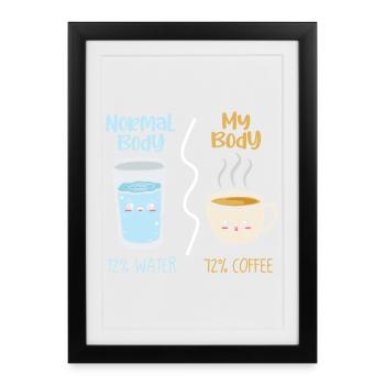 Coffee vs water 72% - Framed poster (27 × 37 cm) - black - Front