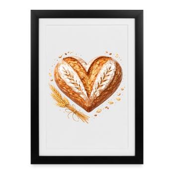 Heart Bread Baking Sourdough Baker Design - Framed poster (27 × 37 cm) - black - Front