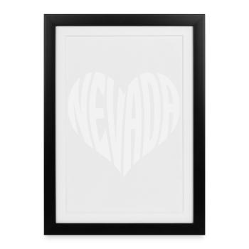 Nevada Heart Typography - Framed poster (27 × 37 cm) - black - Front