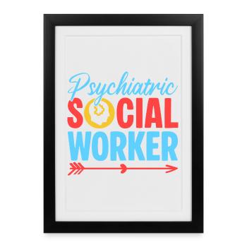 Travail social psychiatrique Quota pour travailleurs sociaux - Affiche encadrée (27 × 37 cm) - noir - Devant