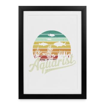 Aquariophile Retro Aquarium Poissons Aquatiques - Affiche encadrée (27 × 37 cm) - noir - Devant