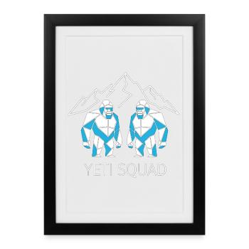Escouade Yéti, Montagne Géométrique du Bigfoot - Affiche encadrée (27 × 37 cm) - noir - Devant