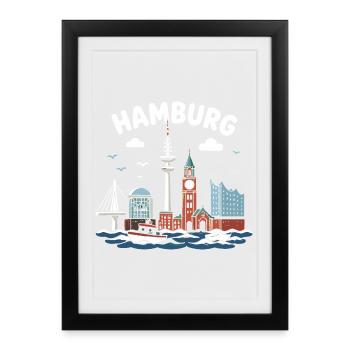 Hamburg Skyline Coastal Magic - Framed poster (27 × 37 cm) - black - Front