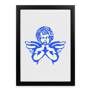 Ailes de figurine d’ange - Affiche encadrée (27 × 37 cm) - noir - Devant