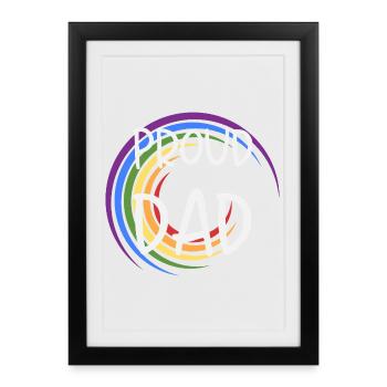 Proud Papa LGBTQ Famille Arc-en-ciel - Affiche encadrée (27 × 37 cm) - noir - Devant