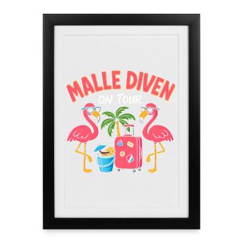 Malle Divas On Tour Women's Flamingo Mallorca Party - Framed poster (27 × 37 cm) - black - Front