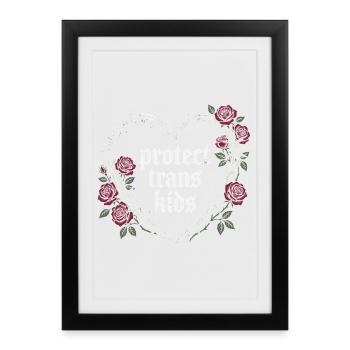 Mois de la Fierté LGBT - Protéger les enfants trans - Affiche encadrée (27 × 37 cm) - noir - Devant